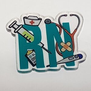 Acrylic‎ Flatback RN Nurse  Nursing Medical Badge Clip Keychain Bag Clip Crafts